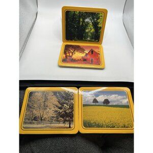 4 - COUNTRY SCENE COASTER'S WITH FELT BACKS VINTAGE SEE ALL